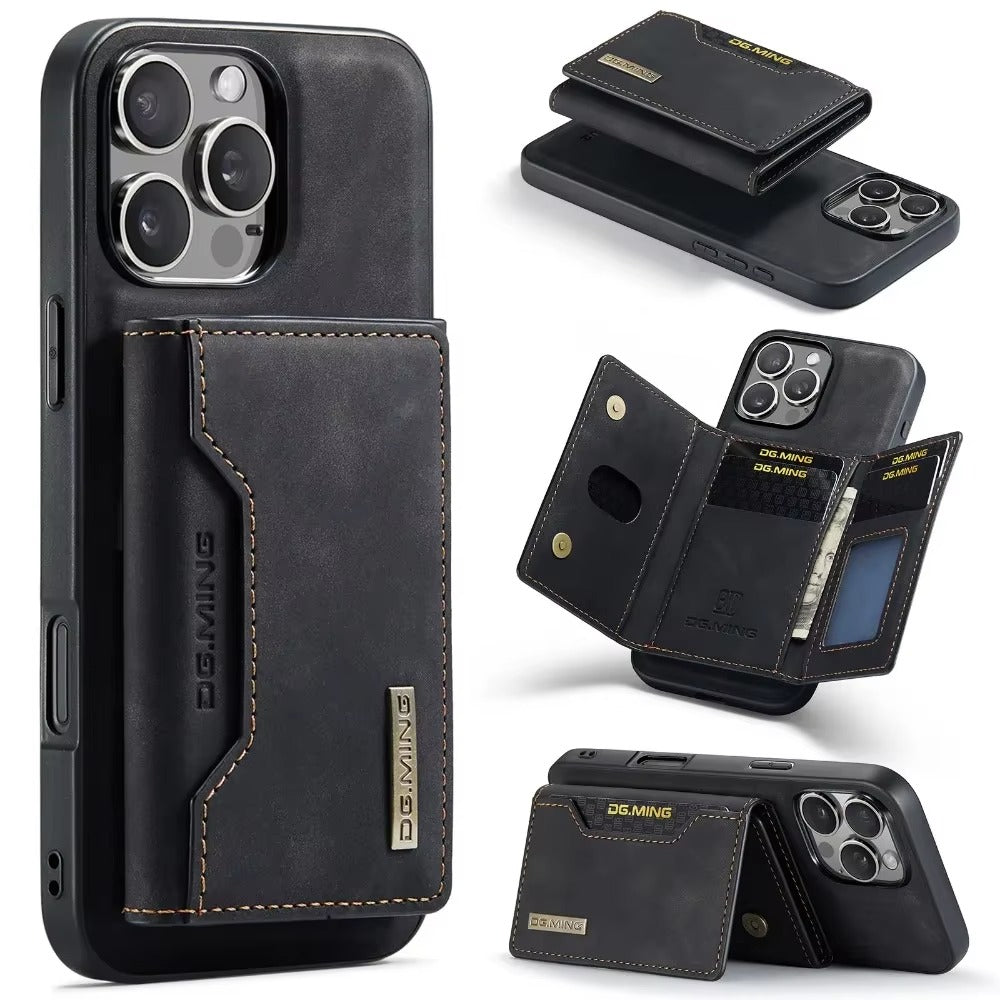 Luxury iPhone 2-in-1 Detachable Wallet Case — Magnetic PU Leather Cover with Card Holder, Slim Shockproof Design, Anti-Fingerprint and Non-Slip Protection
