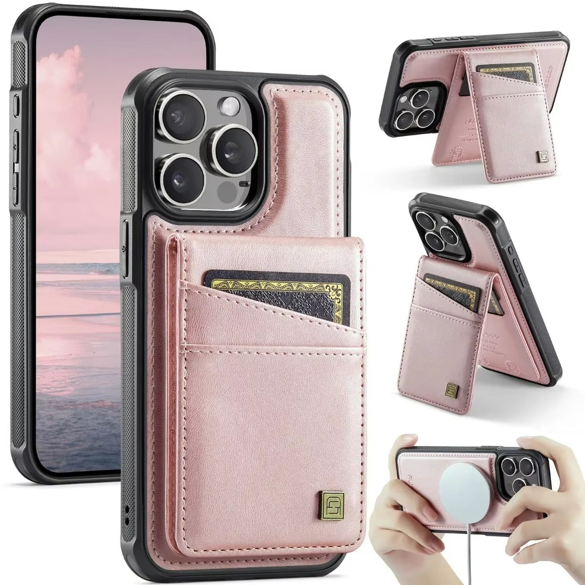 Luxury iPhone 2-in-1 Magnetic Wallet Case — Detachable Leather Cover with Card Holder, Wrist Strap, Shockproof Drop Protection, Full Access Design