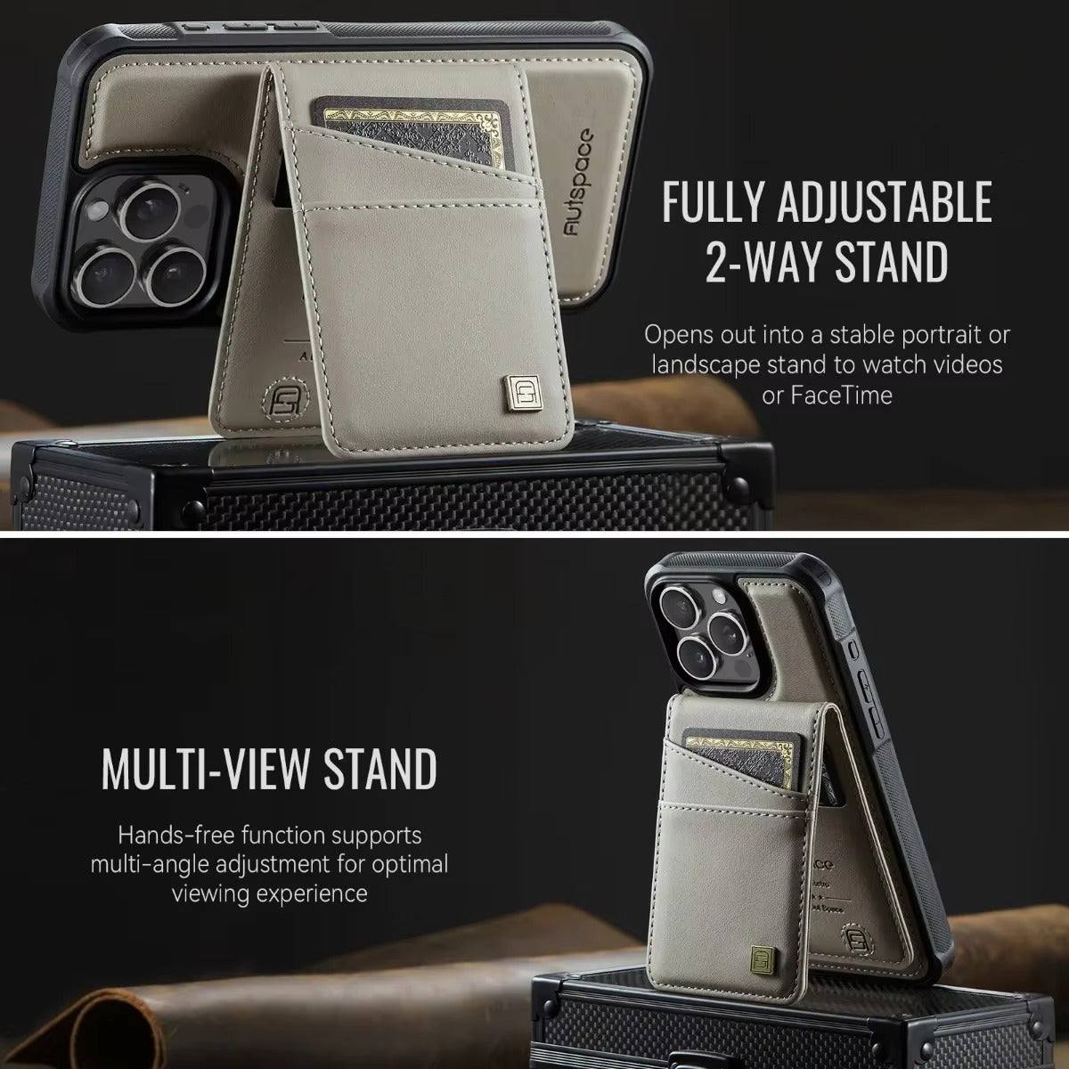 Luxury iPhone 2-in-1 Magnetic Wallet Case — Detachable Leather Cover with Card Holder, Wrist Strap, Shockproof Drop Protection, Full Access Design