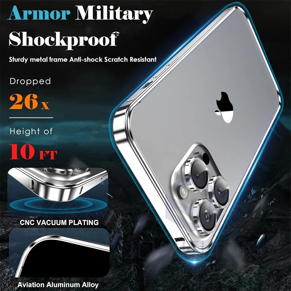 Luxury iPhone Bumper Case Thin Aluminum Alloy Frame — Lightweight Metal Protective Cover, Slim Anti-Fingerprint Design, Durable Back Accessories