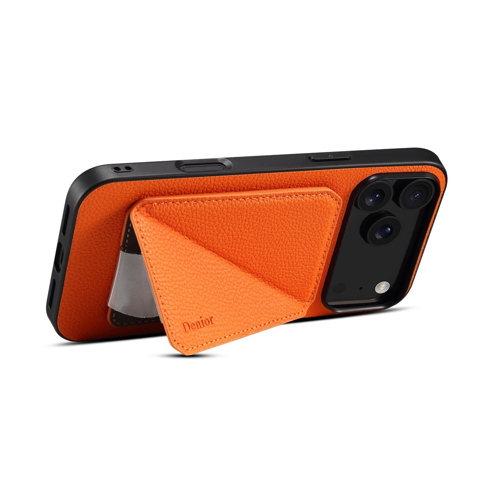 Luxury iPhone Business Leather Case — Shock-Absorbing Back Cover with Bracket Slot, Slim Professional Design for Work and Everyday Protection