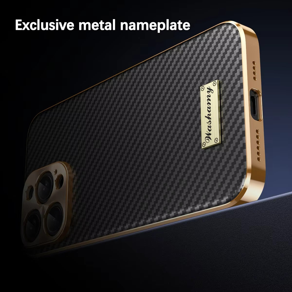 Luxury iPhone Case 3D Carbon Fiber Leather Cover — Plated Finish, Alloy Metal Lens Protection, Shockproof Non-Slip Design, Dustproof and Anti-Fingerprint