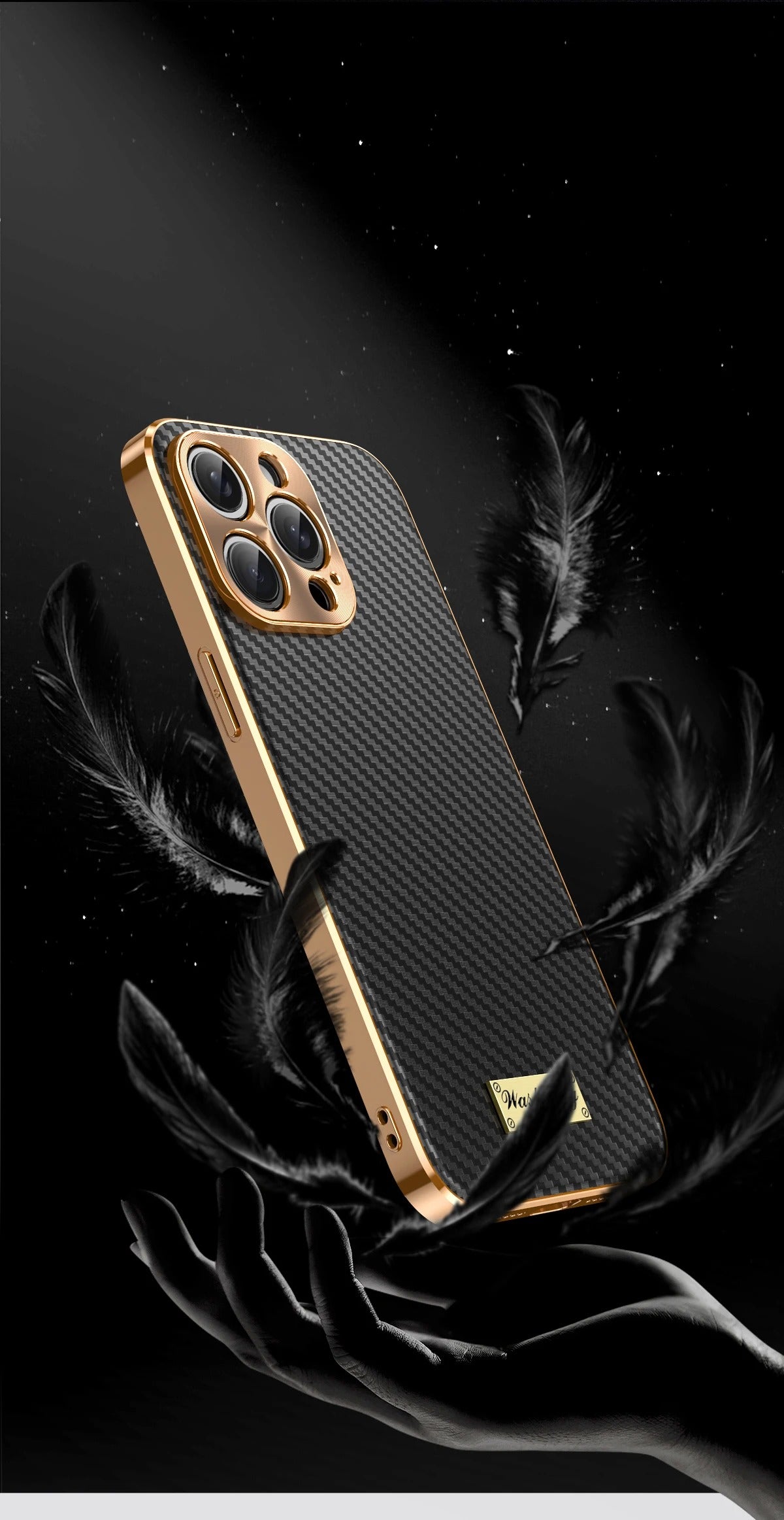 Luxury iPhone Case 3D Carbon Fiber Leather Cover — Plated Finish, Alloy Metal Lens Protection, Shockproof Non-Slip Design, Dustproof and Anti-Fingerprint