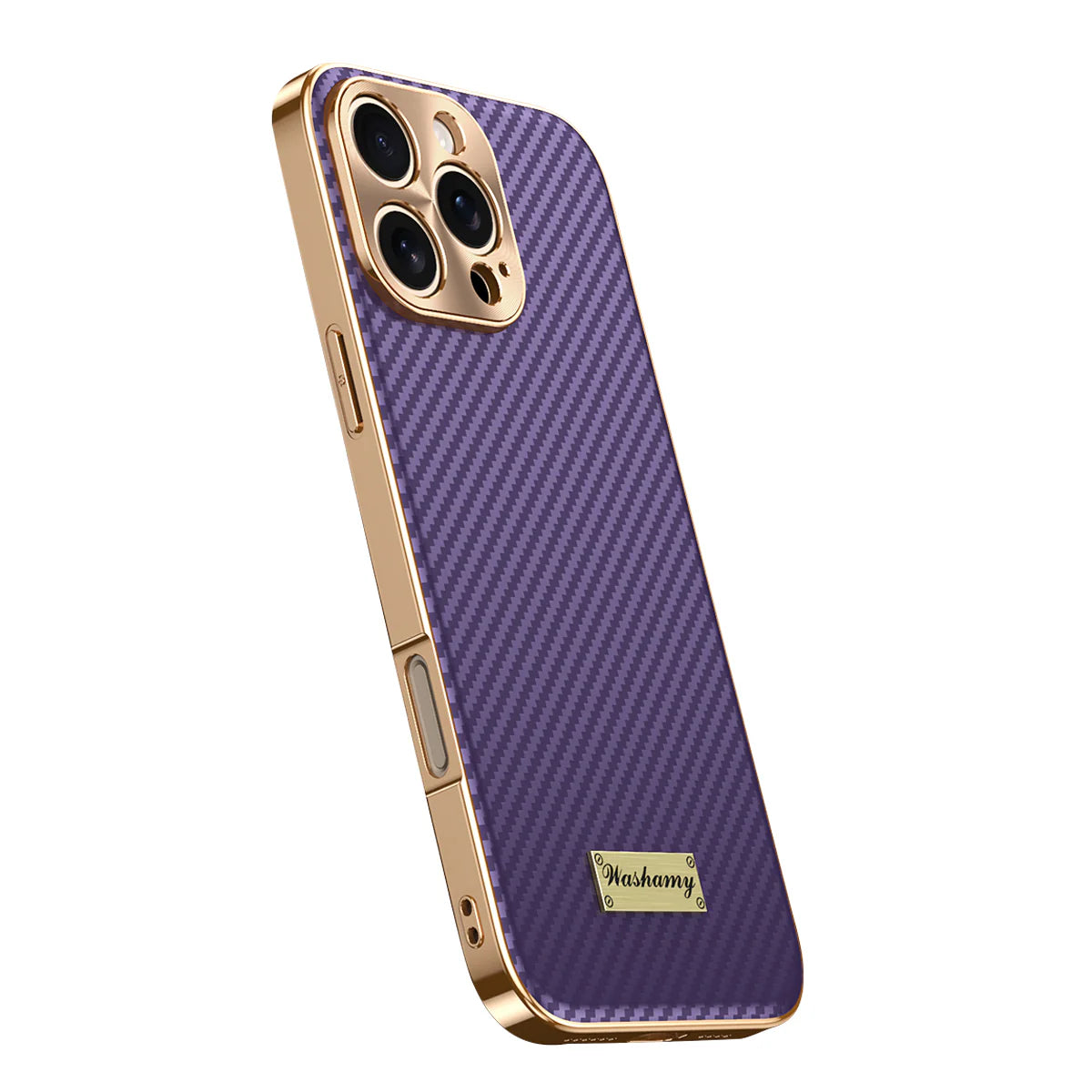 Luxury iPhone Case 3D Carbon Fiber Leather Cover — Plated Finish, Alloy Metal Lens Protection, Shockproof Non-Slip Design, Dustproof and Anti-Fingerprint