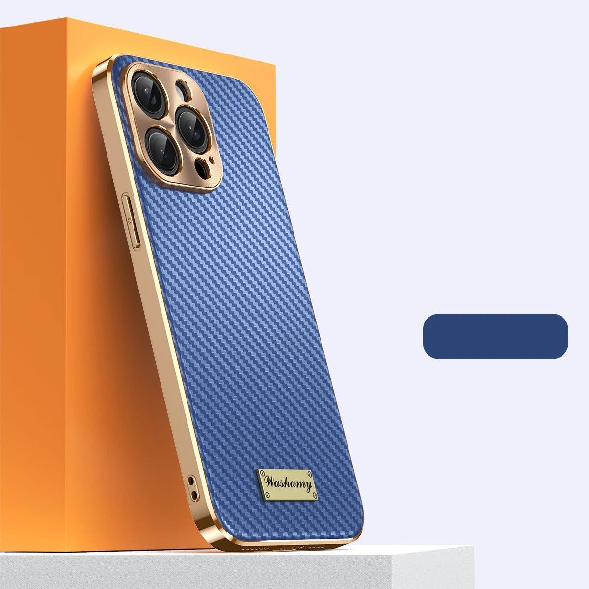 Luxury iPhone Case 3D Carbon Fiber Leather Cover — Plated Finish, Alloy Metal Lens Protection, Shockproof Non-Slip Design, Dustproof and Anti-Fingerprint