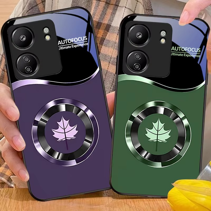 Luxury iPhone Case Circle Orchid Design — Tempered Glass Back Cover with TPU Frame, Slim Shockproof Protection, Anti-Fingerprint Scratch-Resistant Finish