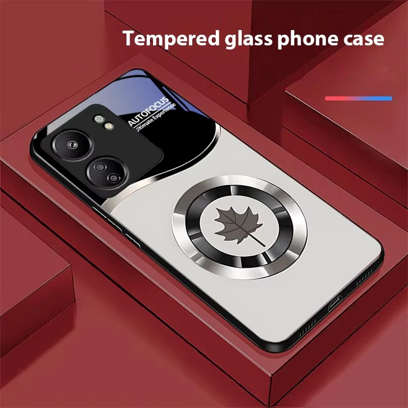 Luxury iPhone Case Circle Orchid Design — Tempered Glass Back Cover with TPU Frame, Slim Shockproof Protection, Anti-Fingerprint Scratch-Resistant Finish