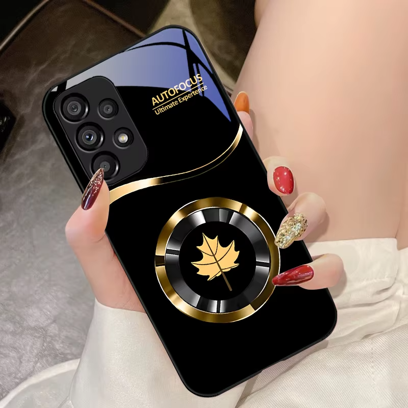 Luxury iPhone Case Circle Orchid Design — Tempered Glass Back Cover with TPU Frame, Slim Shockproof Protection, Anti-Fingerprint Scratch-Resistant Finish