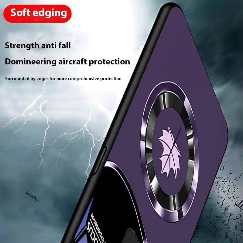 Luxury iPhone Case Circle Orchid Design — Tempered Glass Back Cover with TPU Frame, Slim Shockproof Protection, Anti-Fingerprint Scratch-Resistant Finish