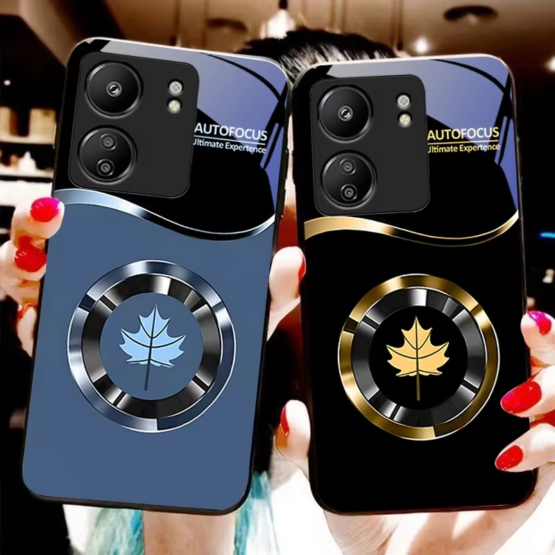 Luxury iPhone Case Circle Orchid Design — Tempered Glass Back Cover with TPU Frame, Slim Shockproof Protection, Anti-Fingerprint Scratch-Resistant Finish