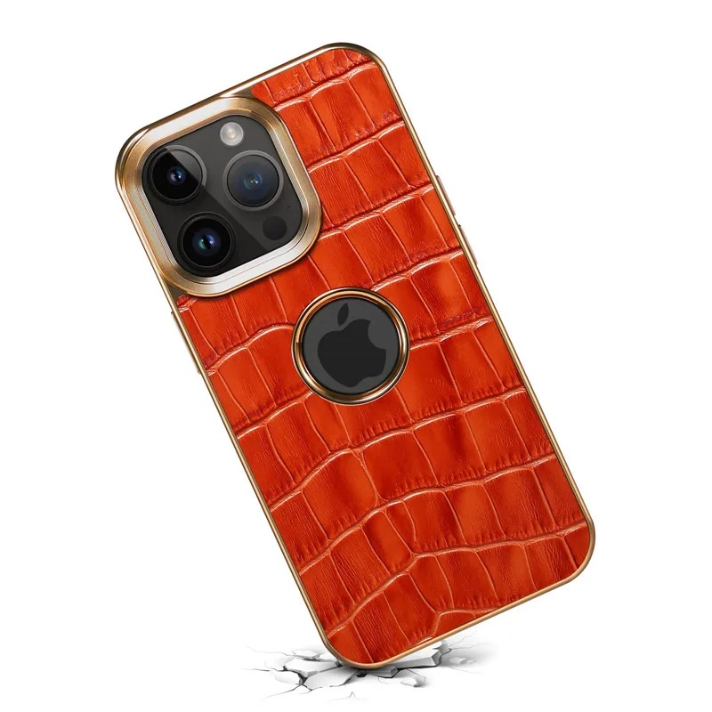 Luxury iPhone Case Crocodile Texture Leather Cover — Stylish Protective Back Shell, Slim Design with Anti-Fingerprint Scratch-Resistant Finish
