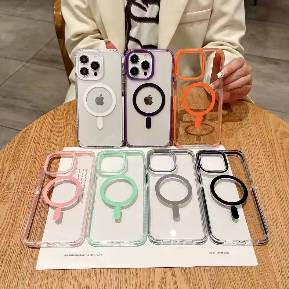 Luxury iPhone Case Crossbody Transparent Magnetic — Magsafe Compatible Shockproof Cover with Anti-Lost Lanyard, Anti-Fingerprint, Non-Slip