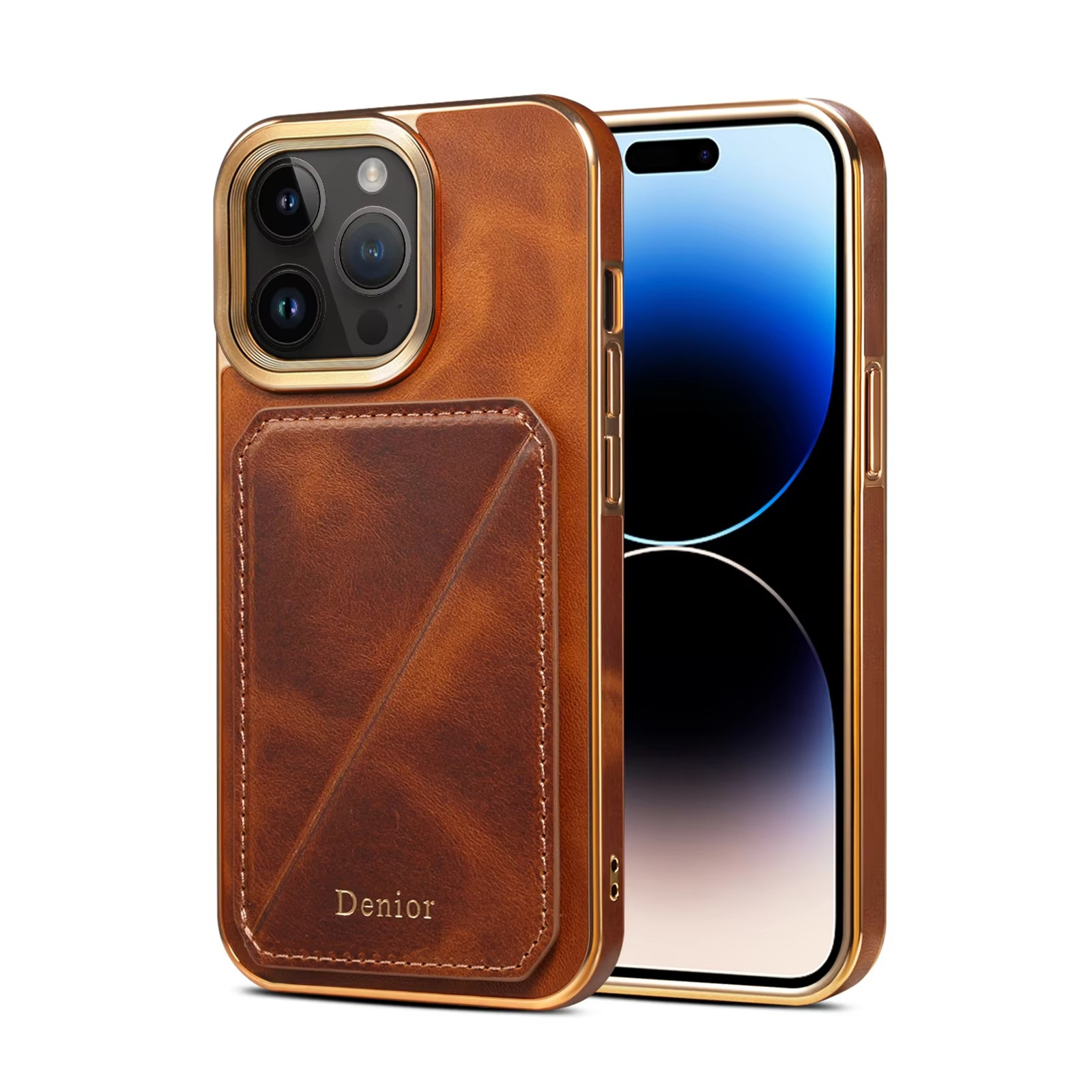 Luxury iPhone Case Genuine Cowhide Leather Wallet Cover — Magnetic Card Holder Plating Shell, Shockproof Dual Layer Protection, Anti-Fingerprint Scratch-Resistant