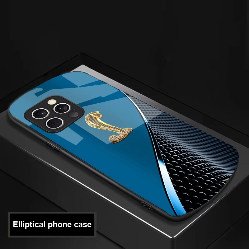 Luxury iPhone Case Gradient Golden Snake Design — Tempered Glass Back Cover with TPU Frame, Slim Shockproof Protection, Anti-Fingerprint Scratch-Resistant Finish