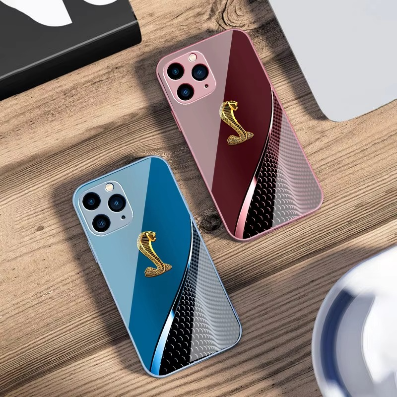 Luxury iPhone Case Gradient Golden Snake Design — Tempered Glass Back Cover with TPU Frame, Slim Shockproof Protection, Anti-Fingerprint Scratch-Resistant Finish