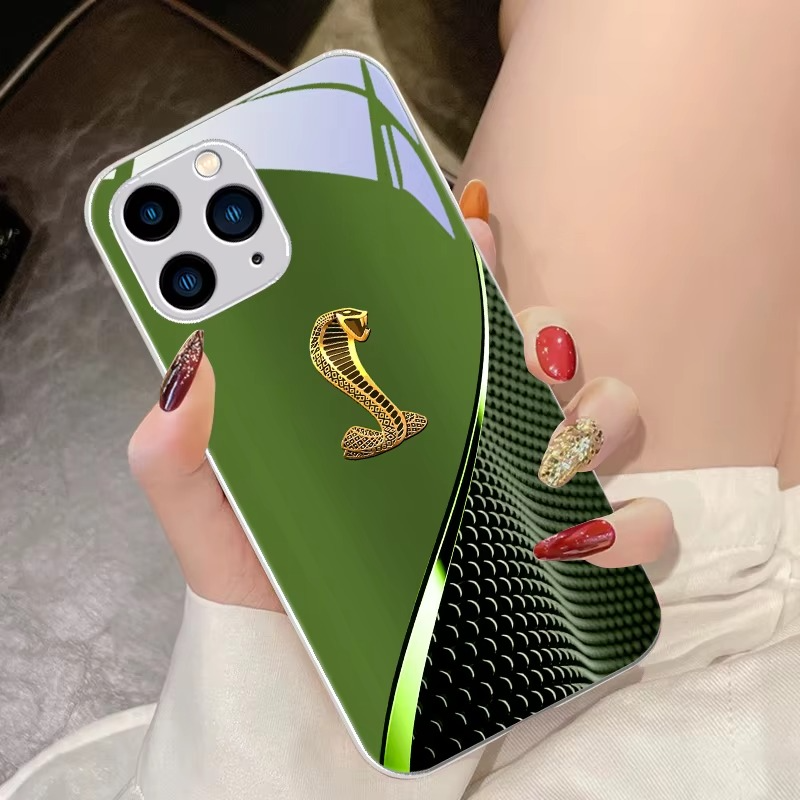 Luxury iPhone Case Gradient Golden Snake Design — Tempered Glass Back Cover with TPU Frame, Slim Shockproof Protection, Anti-Fingerprint Scratch-Resistant Finish