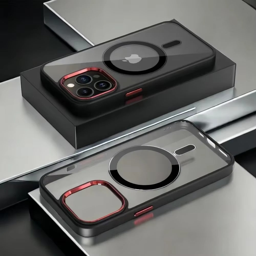 Luxury iPhone Case MagSafe Compatible Clear Cover — Transparent Acrylic Back with Soft TPU Frame, Magnetic Wireless Charging, Shockproof Anti-Fingerprint Design