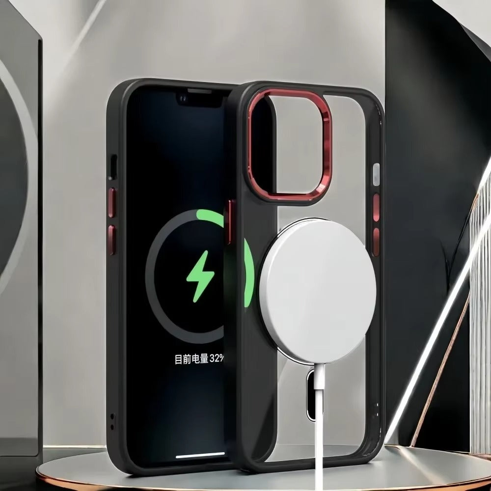 Luxury iPhone Case MagSafe Compatible Clear Cover — Transparent Acrylic Back with Soft TPU Frame, Magnetic Wireless Charging, Shockproof Anti-Fingerprint Design