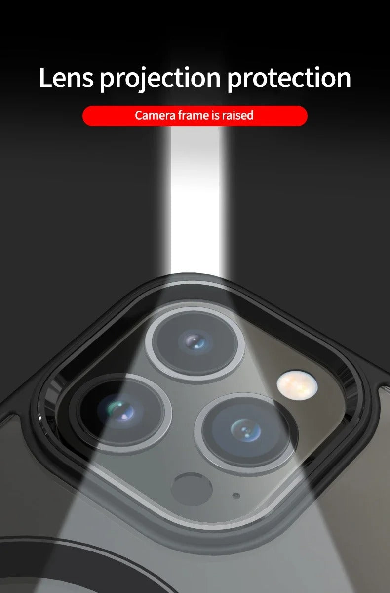 Luxury iPhone Case MagSafe Compatible Clear Cover — Transparent Acrylic Back with Soft TPU Frame, Magnetic Wireless Charging, Shockproof Anti-Fingerprint Design