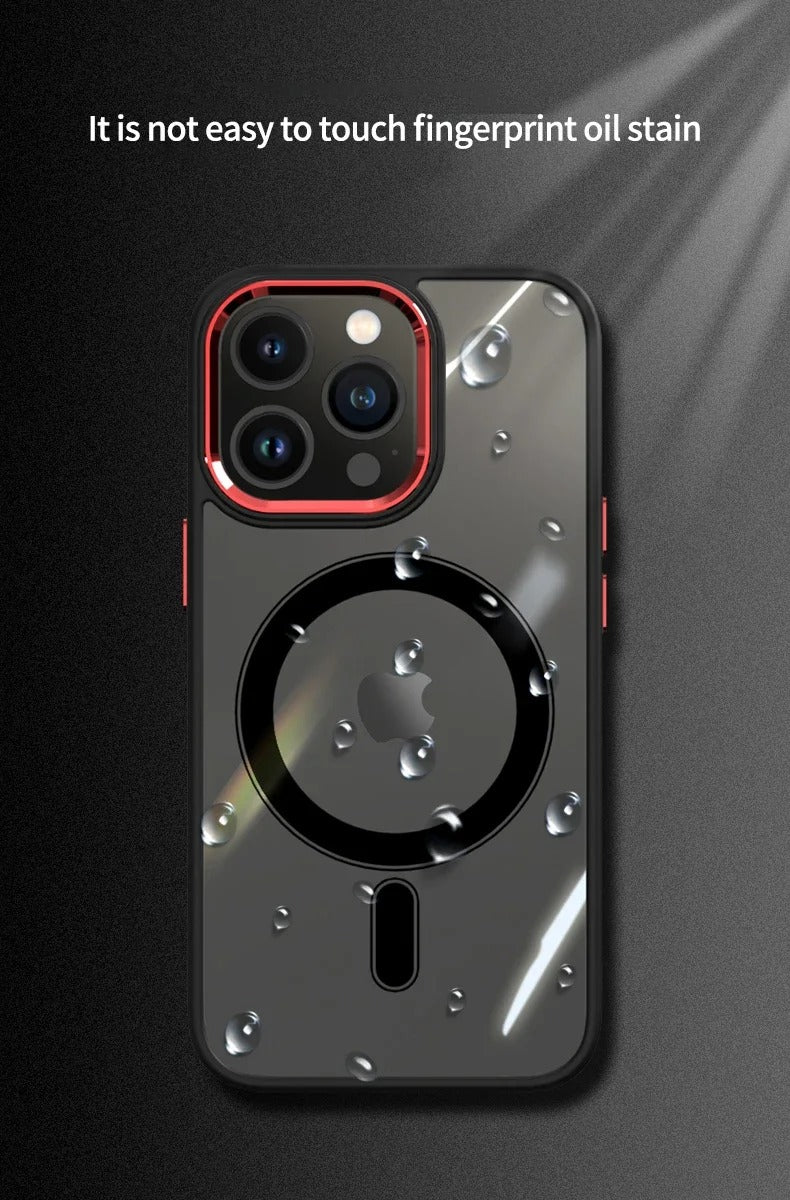 Luxury iPhone Case MagSafe Compatible Clear Cover — Transparent Acrylic Back with Soft TPU Frame, Magnetic Wireless Charging, Shockproof Anti-Fingerprint Design