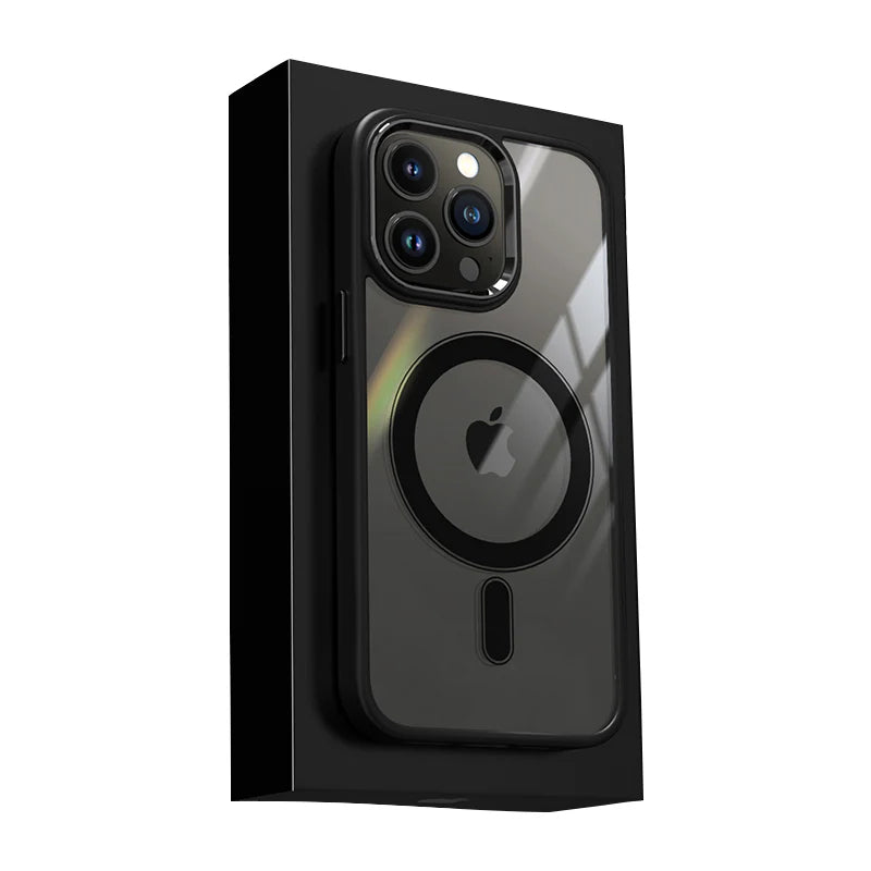 Luxury iPhone Case MagSafe Compatible Clear Cover — Transparent Acrylic Back with Soft TPU Frame, Magnetic Wireless Charging, Shockproof Anti-Fingerprint Design