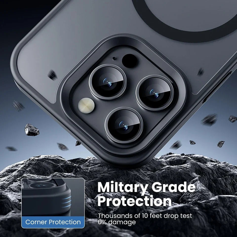 Luxury iPhone Case MagSafe Compatible Matte Translucent Armor Cover — Magnetic Shockproof Dual Layer Design, Wireless Charging, Anti-Fingerprint Scratch-Resistant Finish