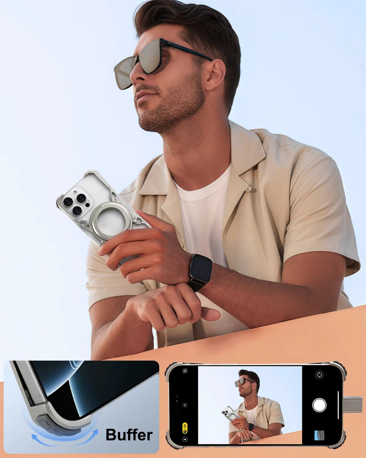 Luxury iPhone Case MagSafe Compatible Metal Frame — 360° Magnetic Aluminum Alloy Cover with Bracket Stand, Frameless Shockproof Anti-Fingerprint Protection