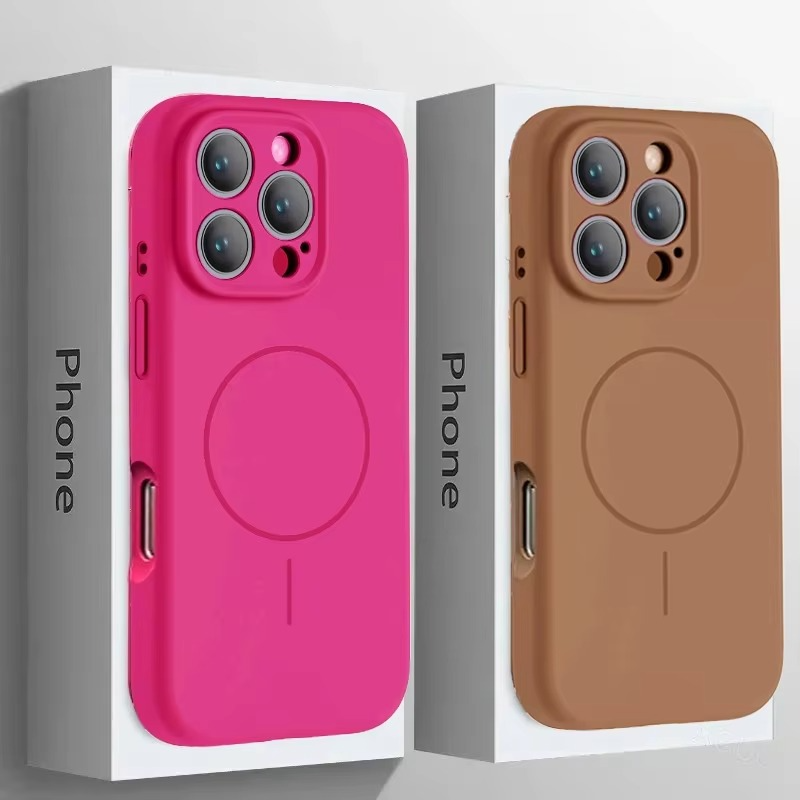 Luxury Liquid Silicone iPhone Case — Magnetic, Shockproof, Anti-Fingerprint, Anti-Scratch, Soft Half-Wrapped Cover, Wireless Charging Compatible, Colorful