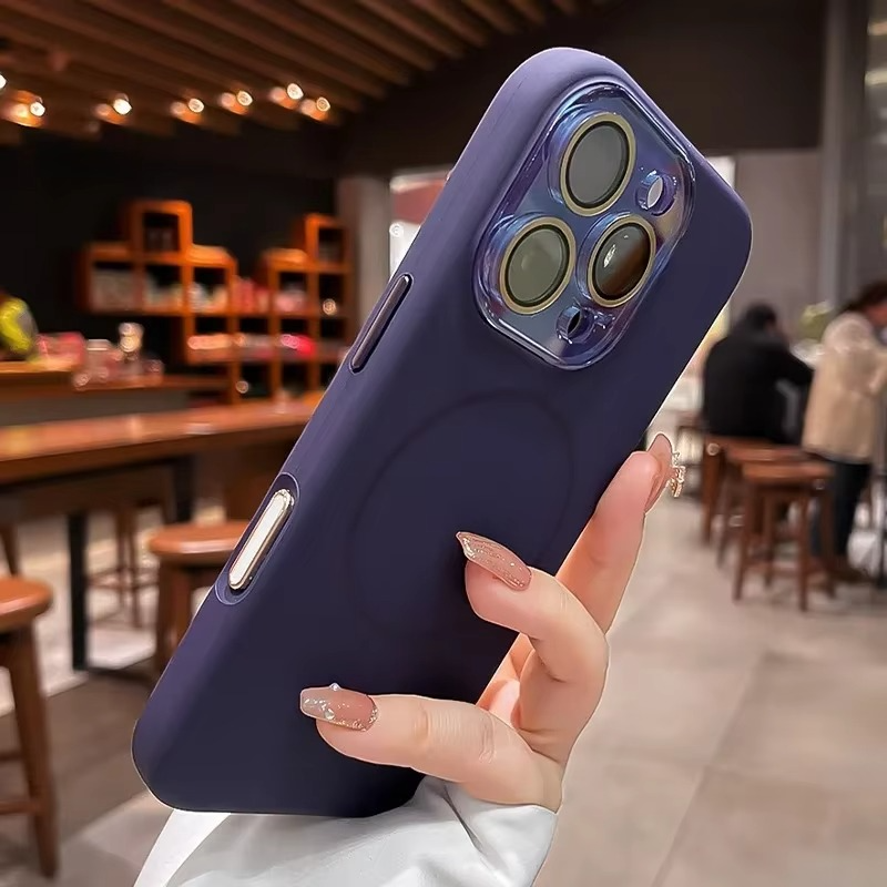 Luxury Liquid Silicone iPhone Case — Magnetic, Shockproof, Anti-Fingerprint, Anti-Scratch, Soft Half-Wrapped Cover, Wireless Charging Compatible, Colorful