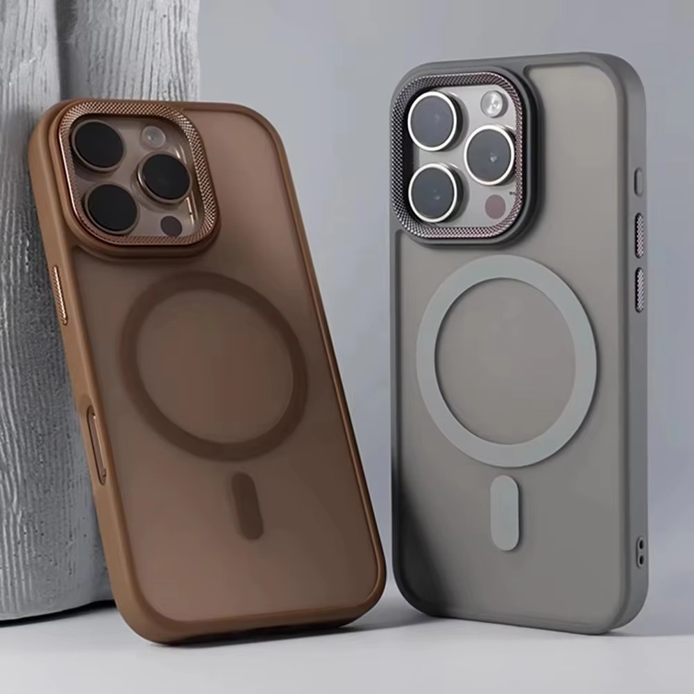 Luxury iPhone Case MagSafe Compatible Shockproof Cover — Matte PC, Spiricle Camera Protection, Anti-Fingerprint, Anti-Scratch, Dustproof, Transparent