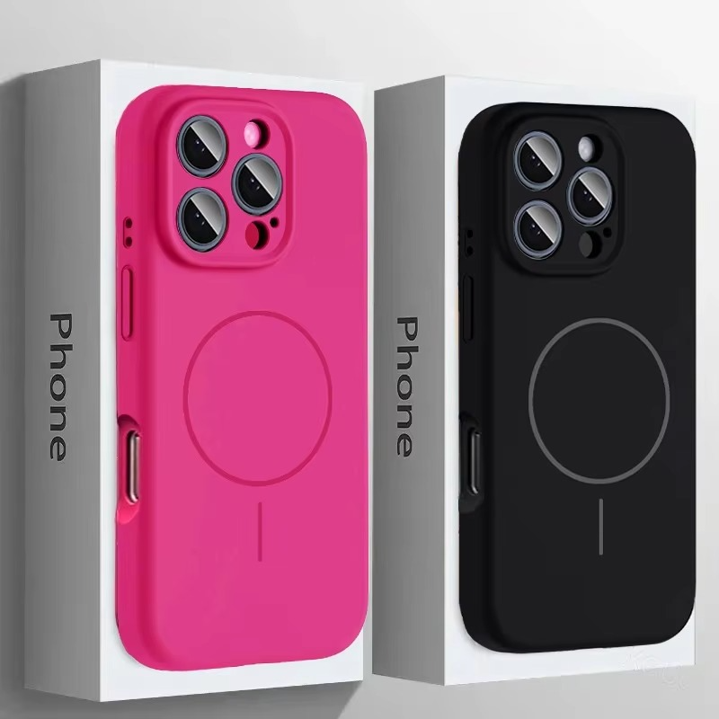 Luxury Liquid Silicone iPhone Case — Magnetic, Shockproof, Anti-Fingerprint, Anti-Scratch, Soft Half-Wrapped Cover, Wireless Charging Compatible, Colorful