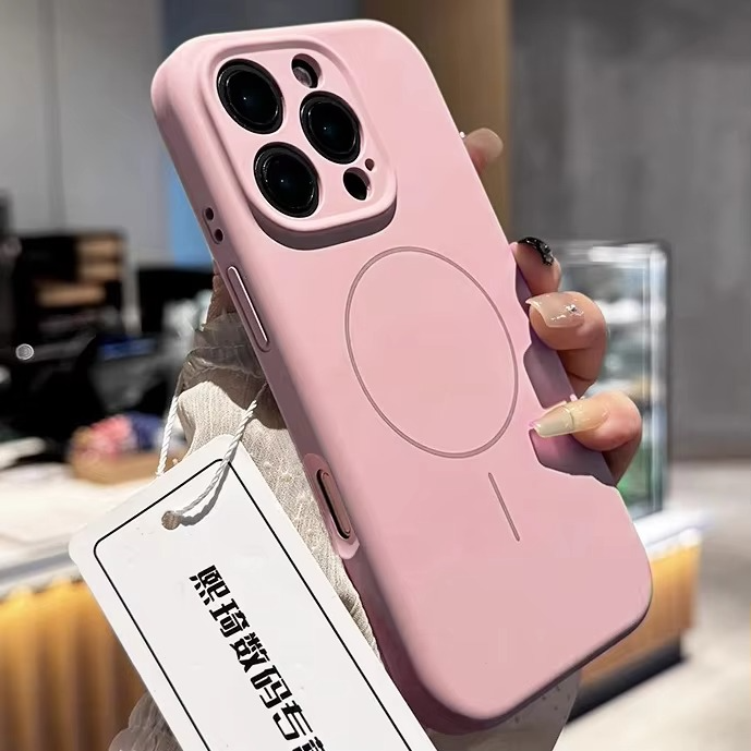 Luxury Liquid Silicone iPhone Case — Magnetic, Shockproof, Anti-Fingerprint, Anti-Scratch, Soft Half-Wrapped Cover, Wireless Charging Compatible, Colorful