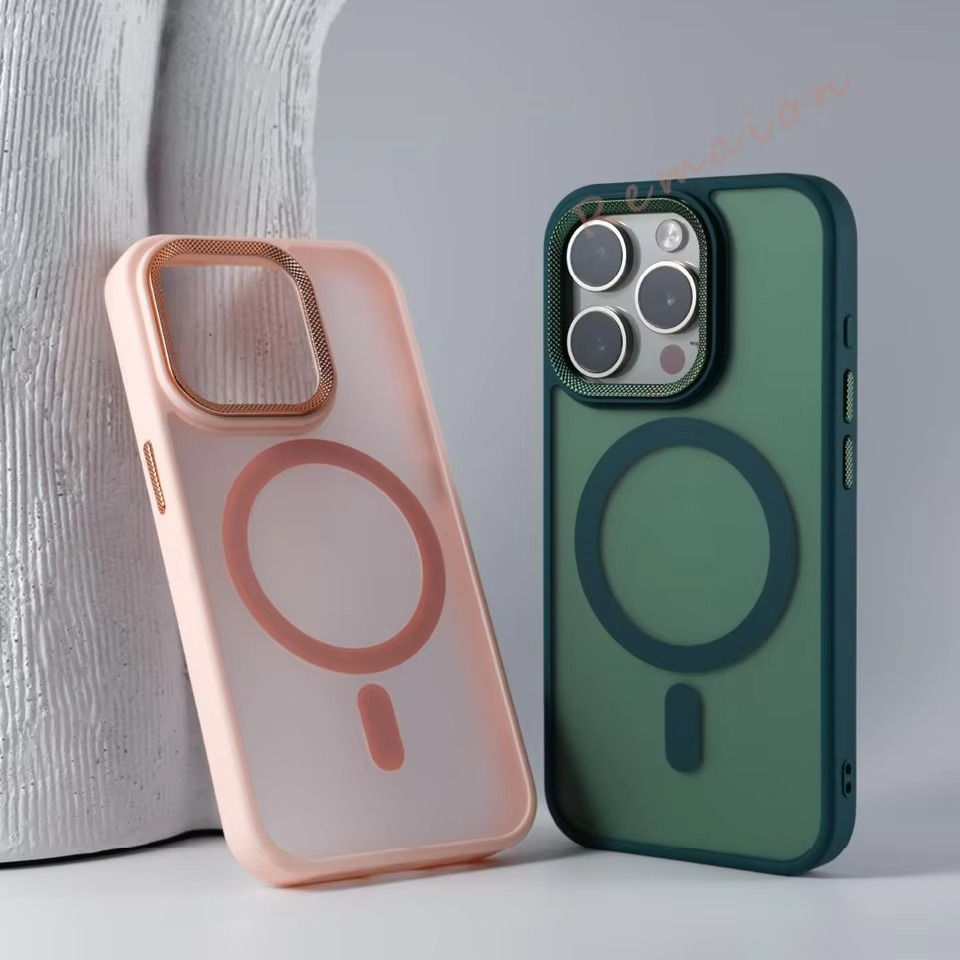 Luxury iPhone Case MagSafe Compatible Shockproof Cover — Matte PC, Spiricle Camera Protection, Anti-Fingerprint, Anti-Scratch, Dustproof, Transparent