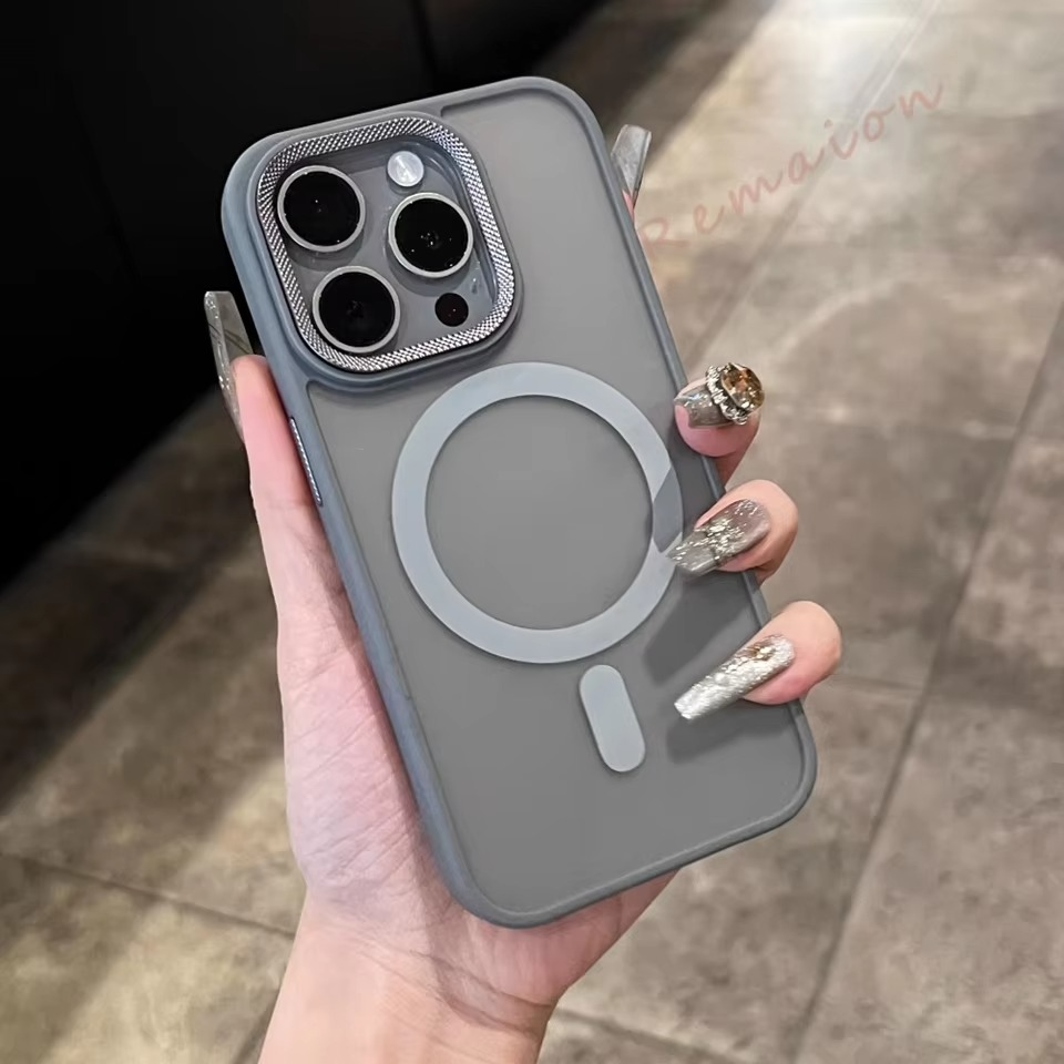 Luxury iPhone Case MagSafe Compatible Shockproof Cover — Matte PC, Spiricle Camera Protection, Anti-Fingerprint, Anti-Scratch, Dustproof, Transparent