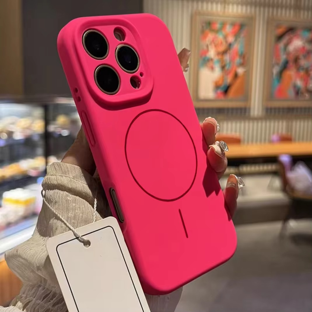 Luxury Liquid Silicone iPhone Case — Magnetic, Shockproof, Anti-Fingerprint, Anti-Scratch, Soft Half-Wrapped Cover, Wireless Charging Compatible, Colorful