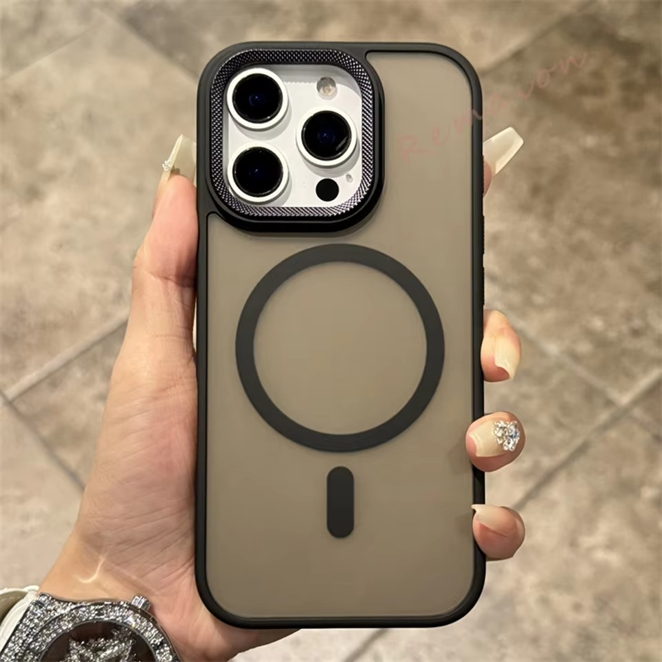 Luxury iPhone Case MagSafe Compatible Shockproof Cover — Matte PC, Spiricle Camera Protection, Anti-Fingerprint, Anti-Scratch, Dustproof, Transparent