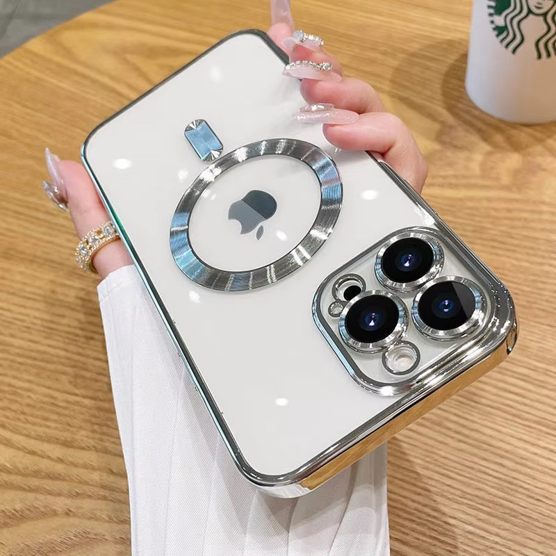 Luxury iPhone Case MagSafe Compatible — Magnetic Plating Cover, Transparent, Shockproof, Anti-Fingerprint, Anti-Scratch, Dustproof, Wireless Charging