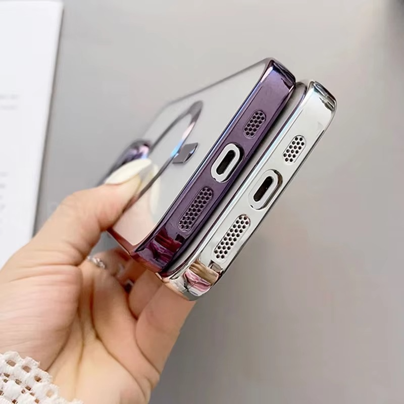 Luxury iPhone Case MagSafe Compatible — Magnetic Plating Cover, Transparent, Shockproof, Anti-Fingerprint, Anti-Scratch, Dustproof, Wireless Charging