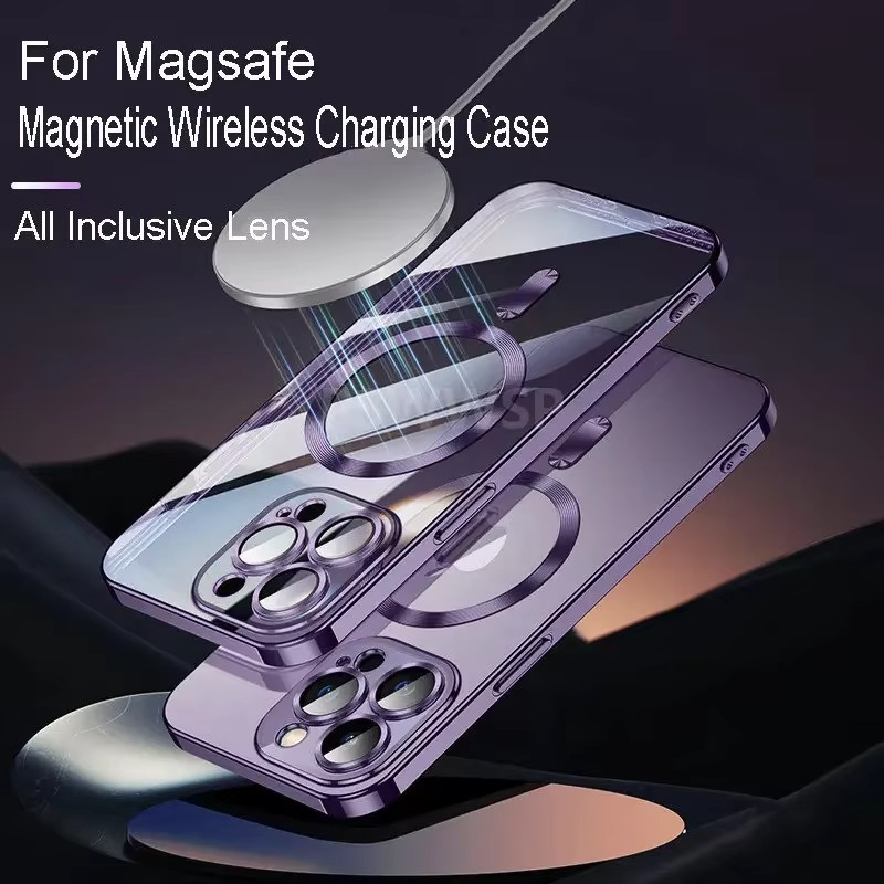 Luxury iPhone Case MagSafe Compatible — Magnetic Plating Cover, Transparent, Shockproof, Anti-Fingerprint, Anti-Scratch, Dustproof, Wireless Charging