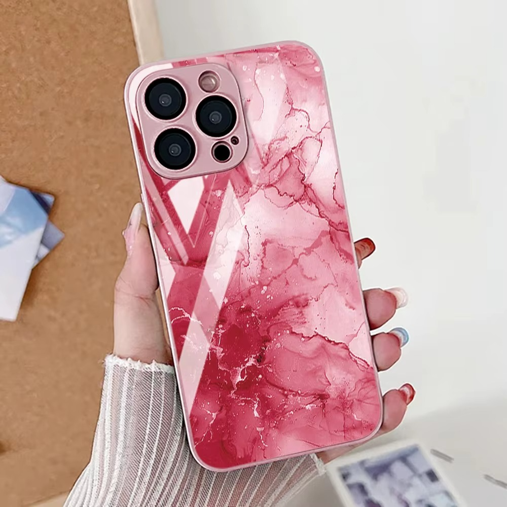 Luxury iPhone Case Shockproof Marble Pattern — Tempered Glass Cover, Anti-Scratch, Dustproof, Lightweight, Geometric & Pictorial Design