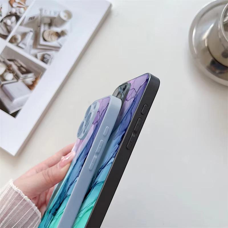 Luxury iPhone Case Shockproof Marble Pattern — Tempered Glass Cover, Anti-Scratch, Dustproof, Lightweight, Geometric & Pictorial Design