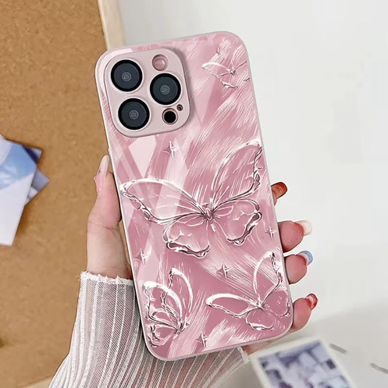 Luxury iPhone Case Shockproof Marble Pattern — Tempered Glass Cover, Anti-Scratch, Dustproof, Lightweight, Geometric & Pictorial Design