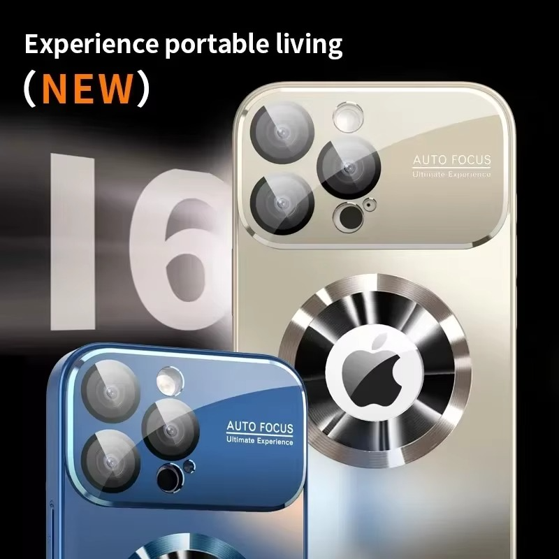 Luxury iPhone Case Titanium Metallic Matte Design — MagSafe Compatible with Glass Lens Protection, Slim Shockproof Anti-Fingerprint Scratch-Resistant Cover