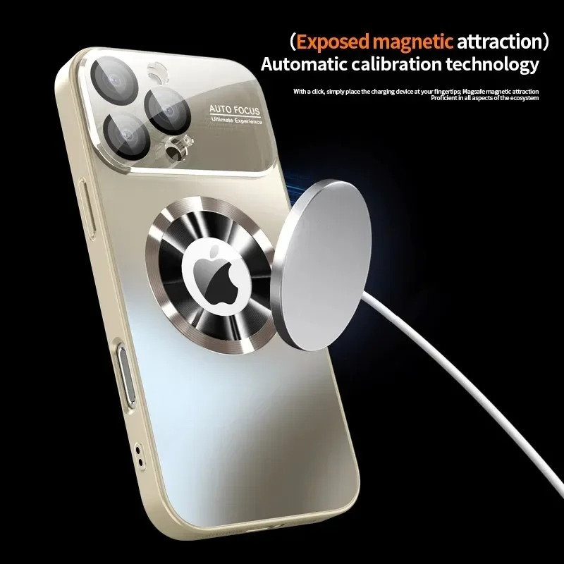 Luxury iPhone Case Titanium Metallic Matte Design — MagSafe Compatible with Glass Lens Protection, Slim Shockproof Anti-Fingerprint Scratch-Resistant Cover