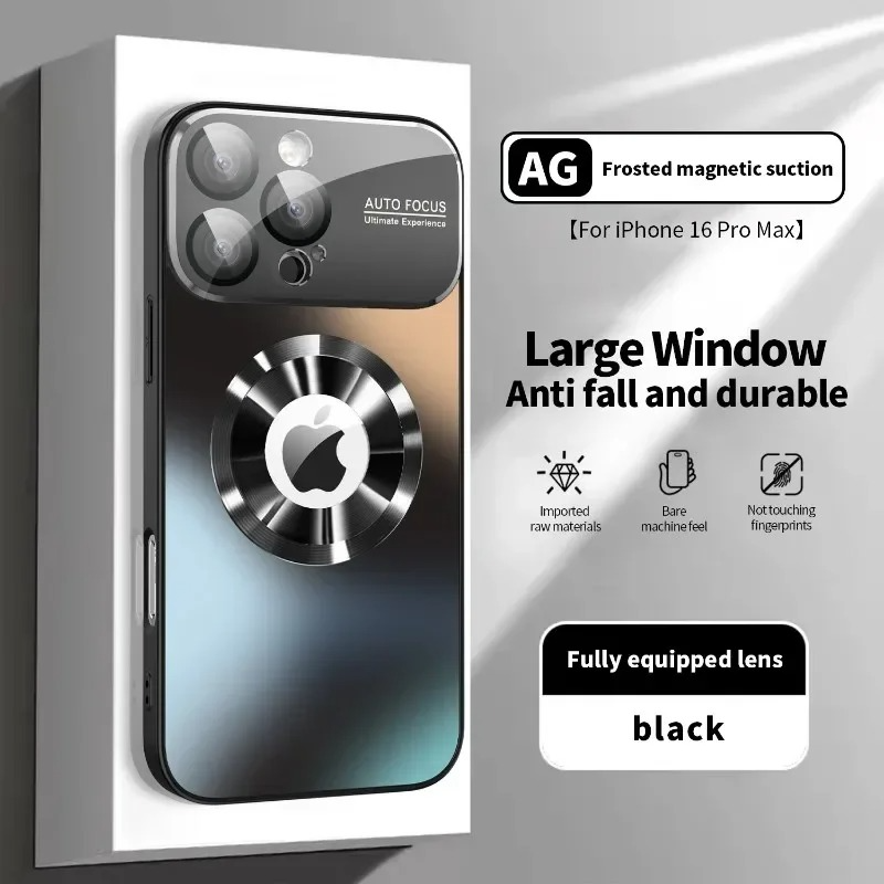 Luxury iPhone Case Titanium Metallic Matte Design — MagSafe Compatible with Glass Lens Protection, Slim Shockproof Anti-Fingerprint Scratch-Resistant Cover