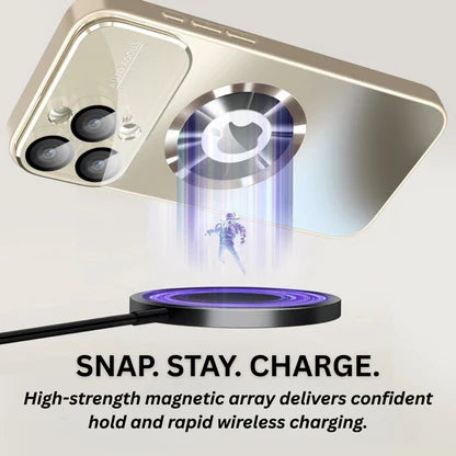Luxury iPhone Case Titanium Metallic Matte Design — MagSafe Compatible with Glass Lens Protection, Slim Shockproof Anti-Fingerprint Scratch-Resistant Cover