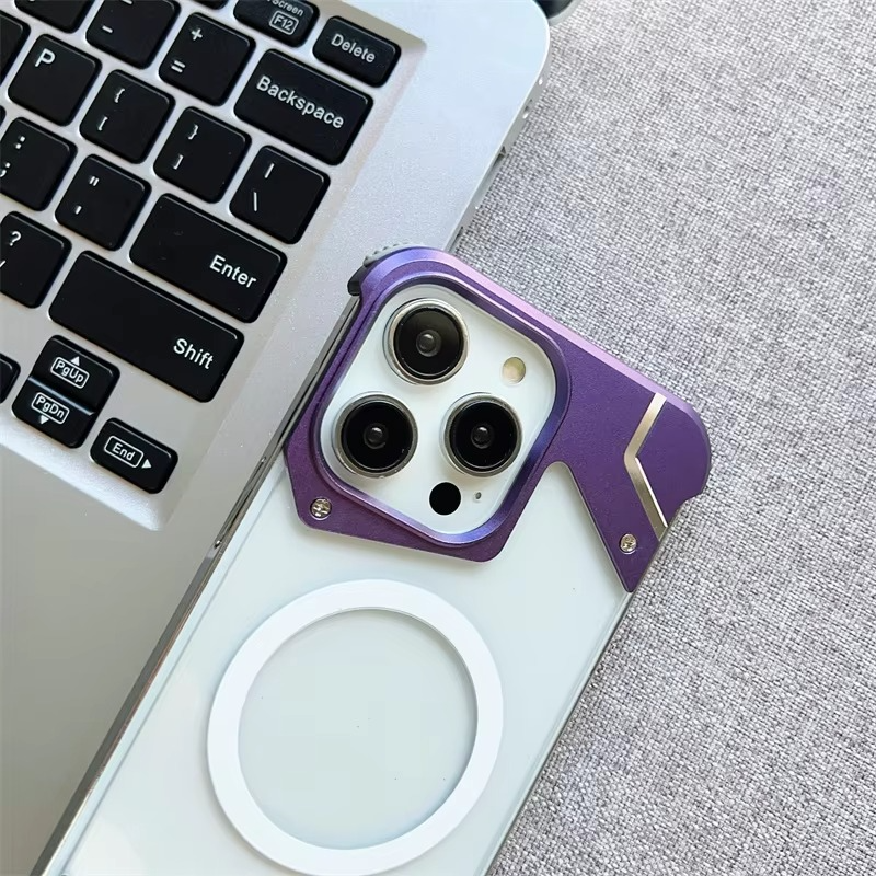 Luxury iPhone Case Transparent Magnetic Frameless Cover — Aluminum Alloy Frame, Slim Anti-Drop Shockproof Design, Scratch-Resistant Non-Slip Finish