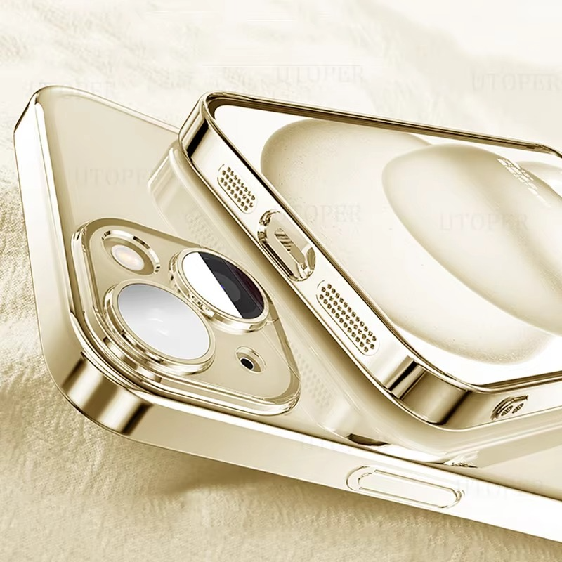 Luxury iPhone Case Transparent Plating Soft TPU Cover — Ultra-Thin Clear Design, HD Camera Lens Protection, Shockproof Anti-Fingerprint Scratch-Resistant Finish