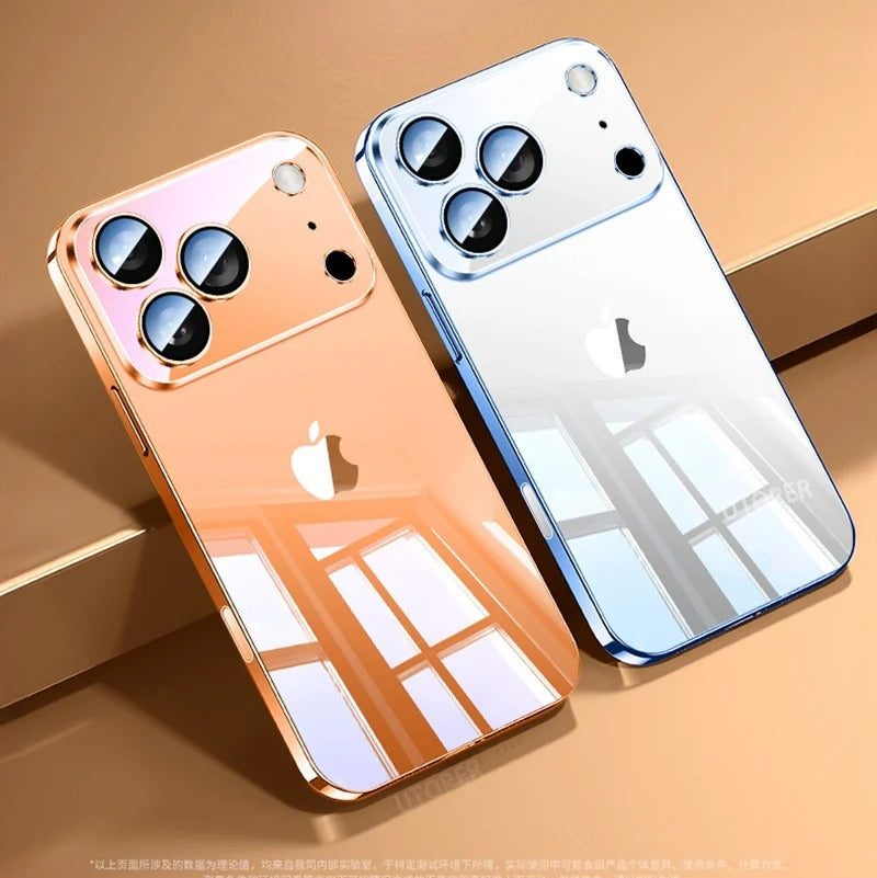 Luxury iPhone Case Ultra-Thin Transparent TPU Plating Cover — Full Lens Protection, Soft HD Shockproof Design, Anti-Fingerprint Scratch-Resistant Non-Slip Finish