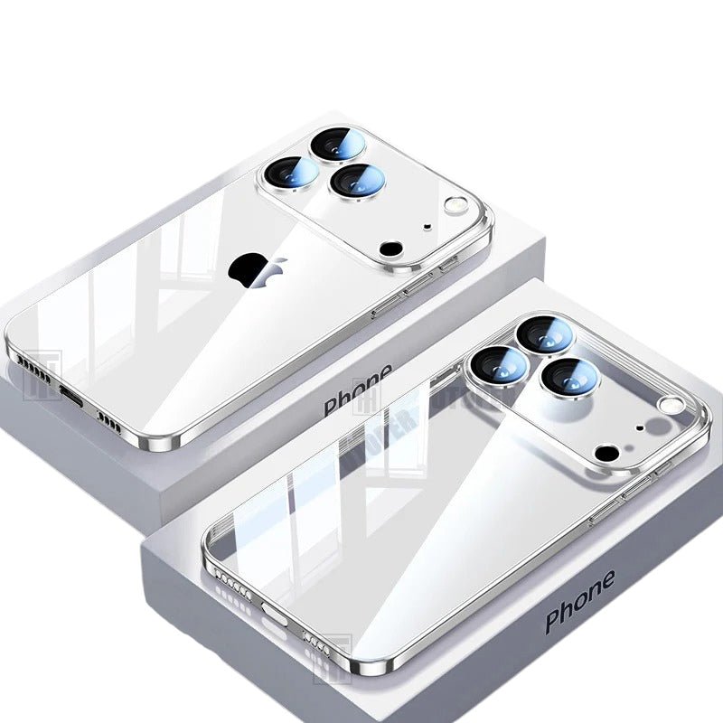 Luxury iPhone Case Ultra-Thin Transparent TPU Plating Cover — Full Lens Protection, Soft HD Shockproof Design, Anti-Fingerprint Scratch-Resistant Non-Slip Finish